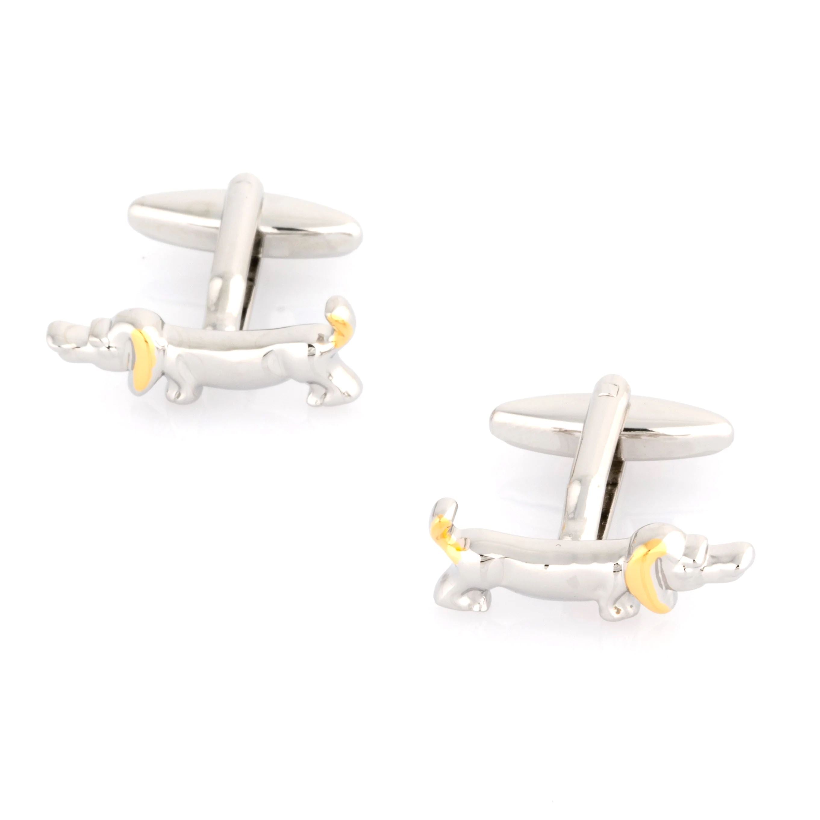 Sausage Dog Cufflinks in Gold and Silver Novelty Cufflinks Clinks Australia 