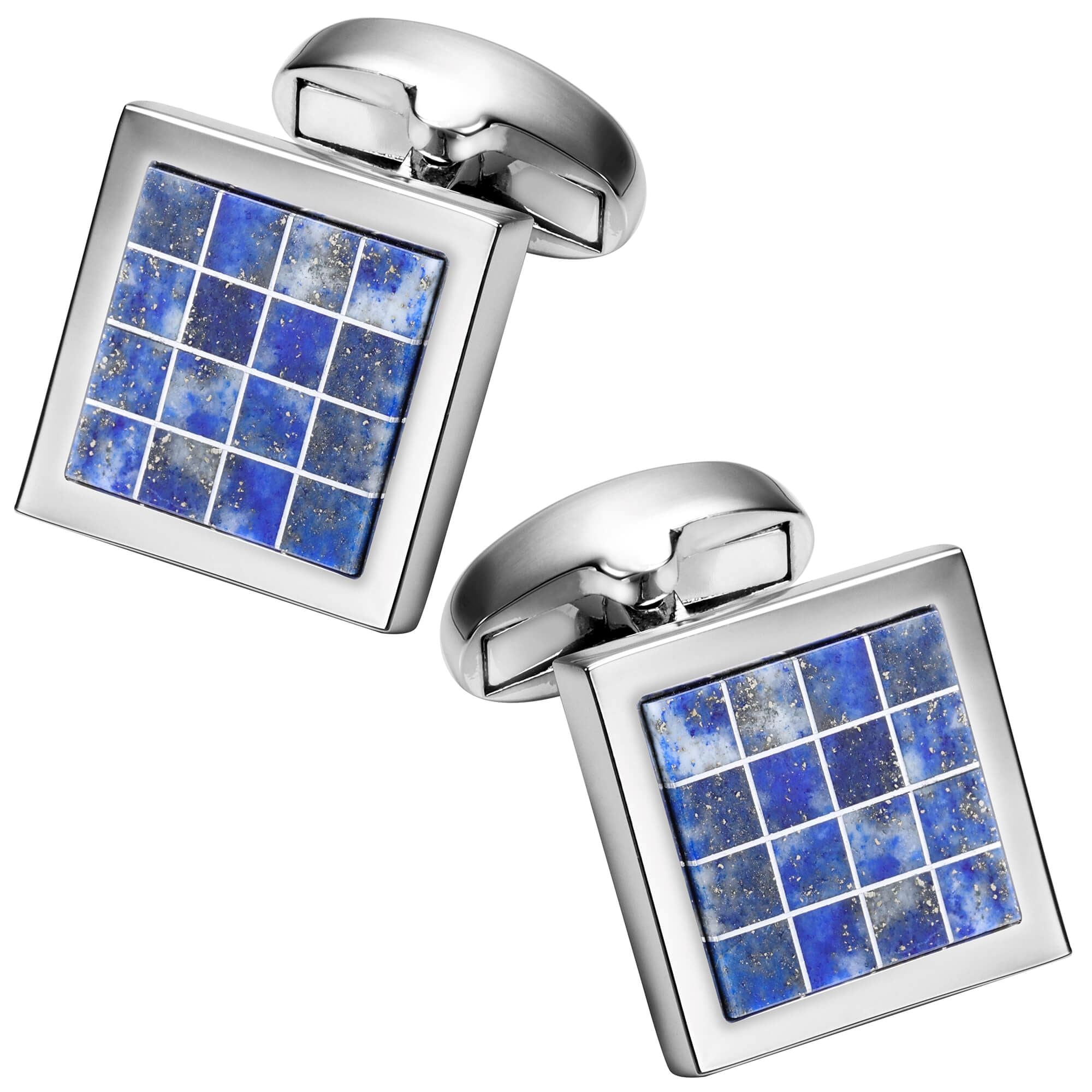 Lapis Lazuli Cufflinks in Silver Squares Classic & Modern Cufflinks Clinks Australia 