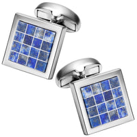Lapis Lazuli Cufflinks in Silver Squares Classic & Modern Cufflinks Clinks Australia