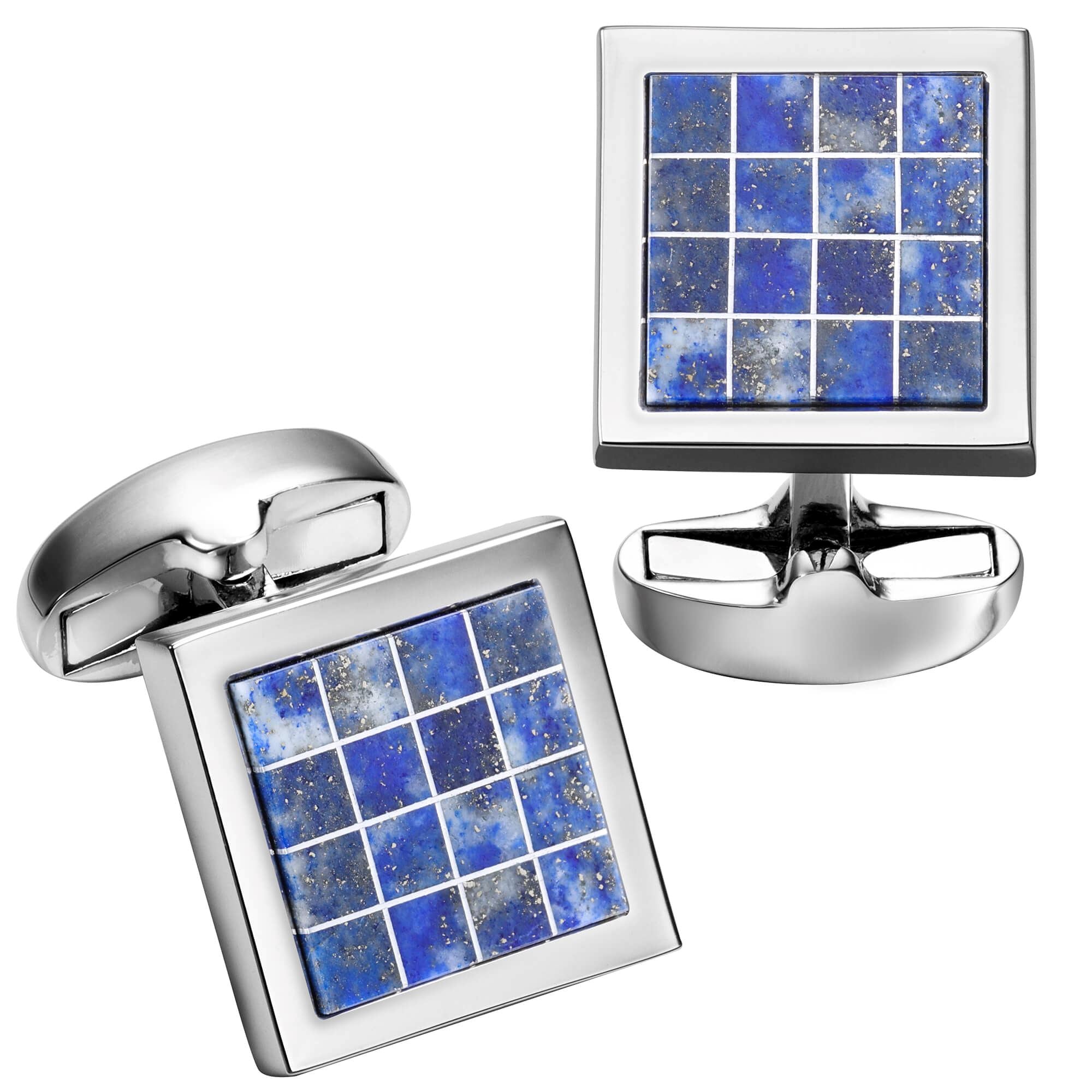 Lapis Lazuli Cufflinks in Silver Squares Classic & Modern Cufflinks Clinks Australia 